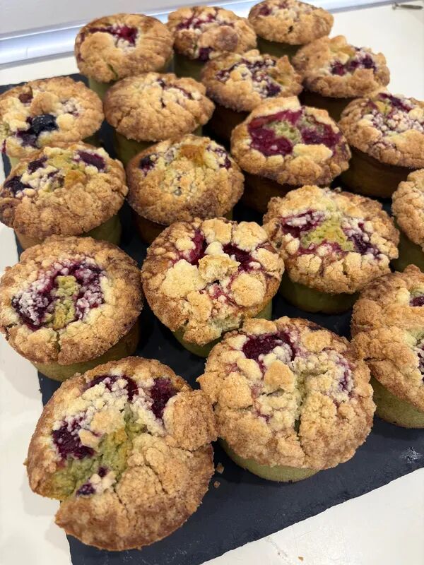 Financiers pistache framboises